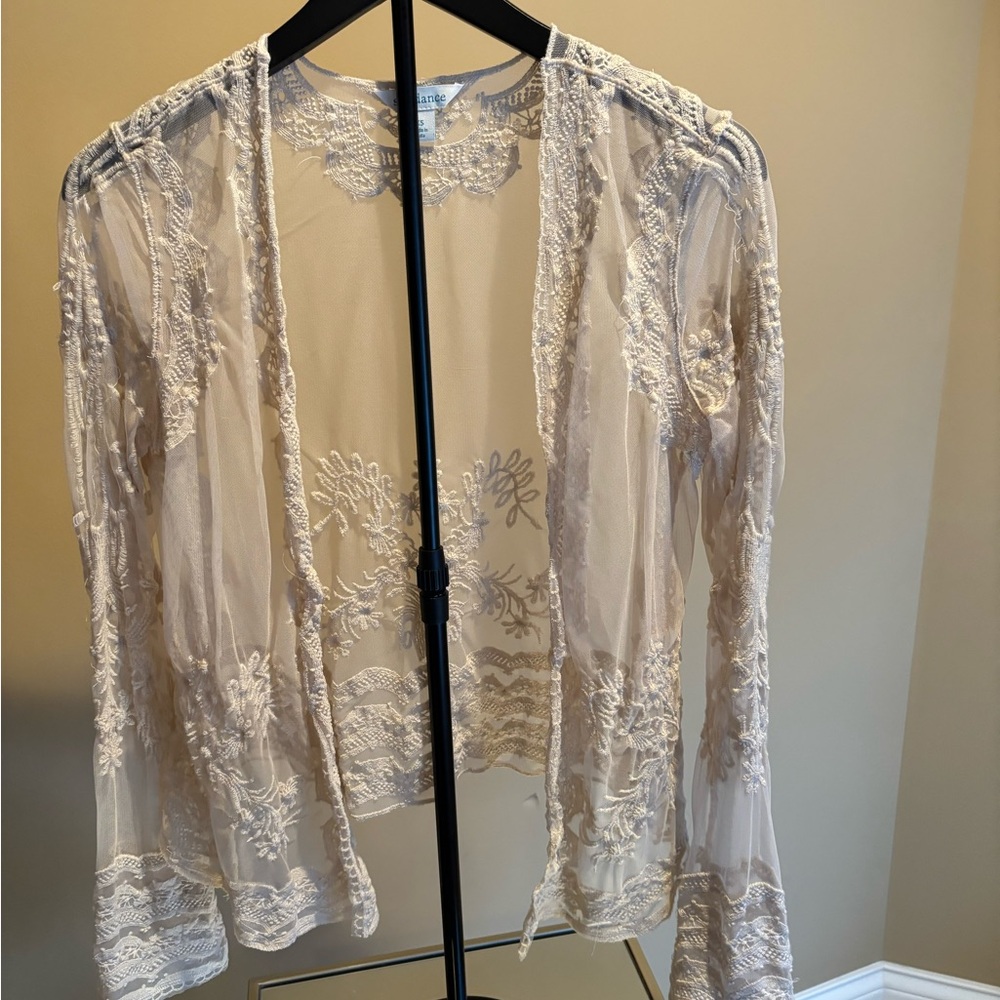Sundance Sheer Lace Cardigan - Cream